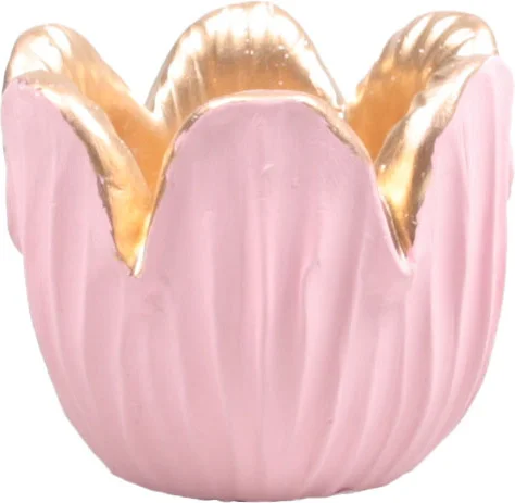 SID waxinelichthouder Tulipa roze / goud D 8,5 H 6,5 cm