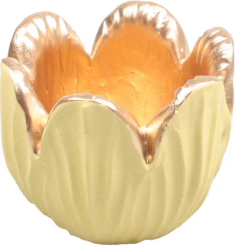 SID waxinelichthouder Tulipa geel / goud D 8,5 H 6,5 cm