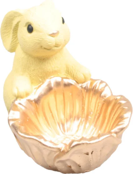 SID decoratieschaal Bunco haasje geel 16,5 x 11,5 x 13 cm