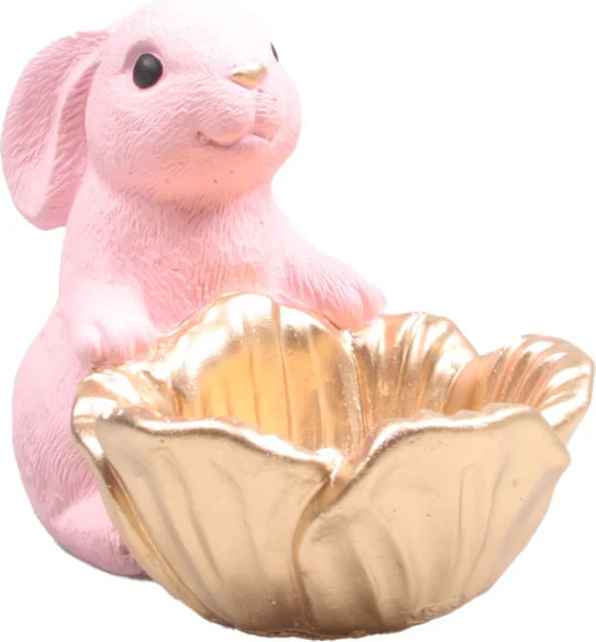 SID decoratieschaal Bunco haasje roze 16,5 x 11,5 x 13 cm
