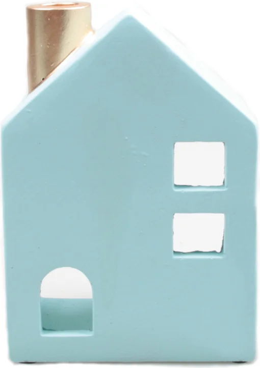 SID waxinelichthouder Huisje blauw 11 x 8 x 16 cm