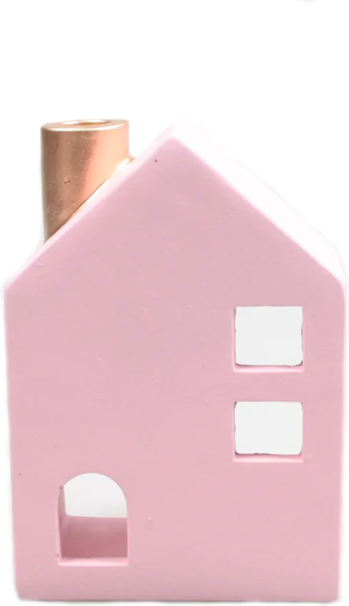 SID waxinelichthouder Huisje roze 7,5 x 5,5 x 11,5 cm