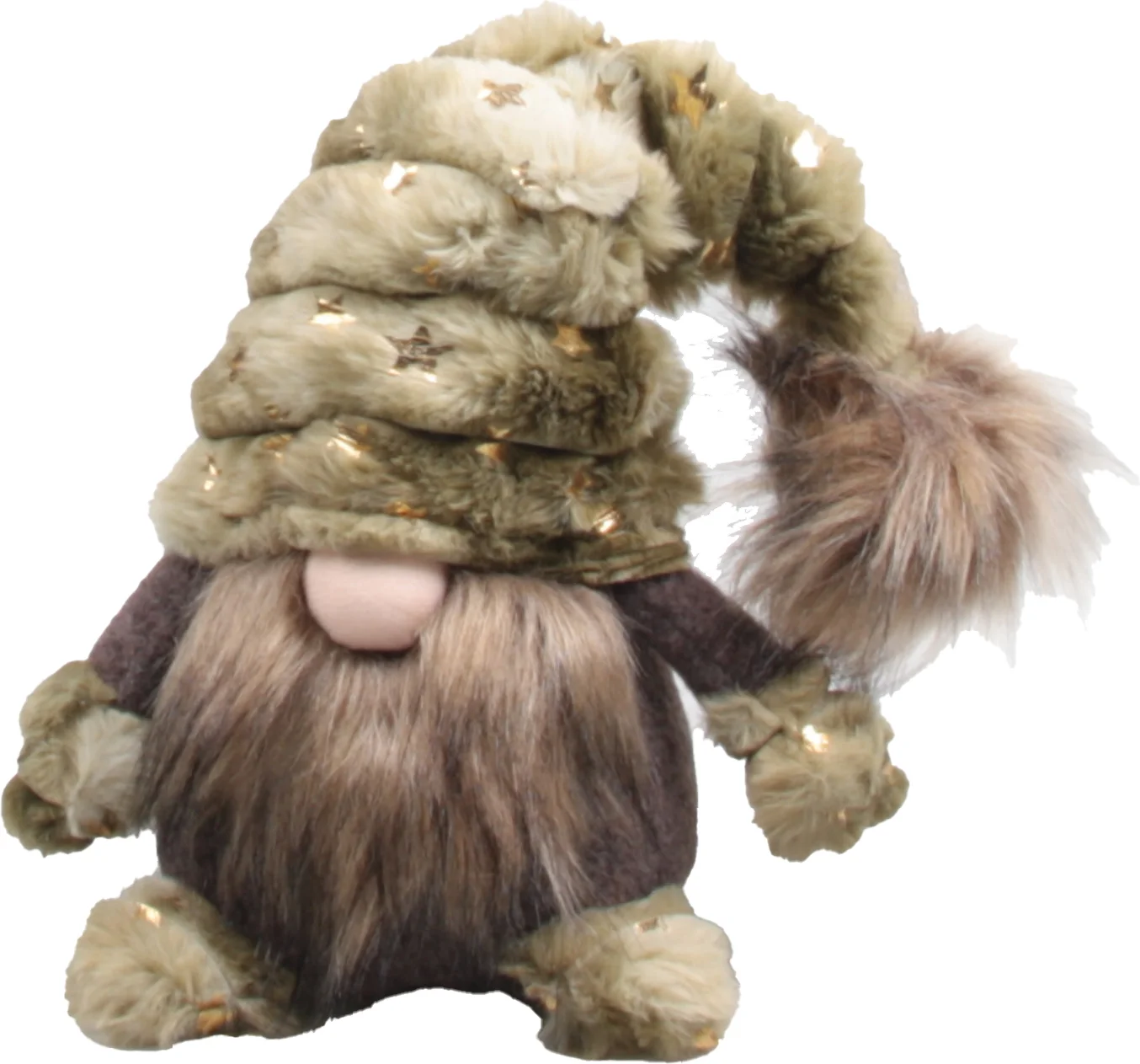 SID kerstfiguur Slaapmuts gnoom bruin / groen 13 x 19 x 36 cm