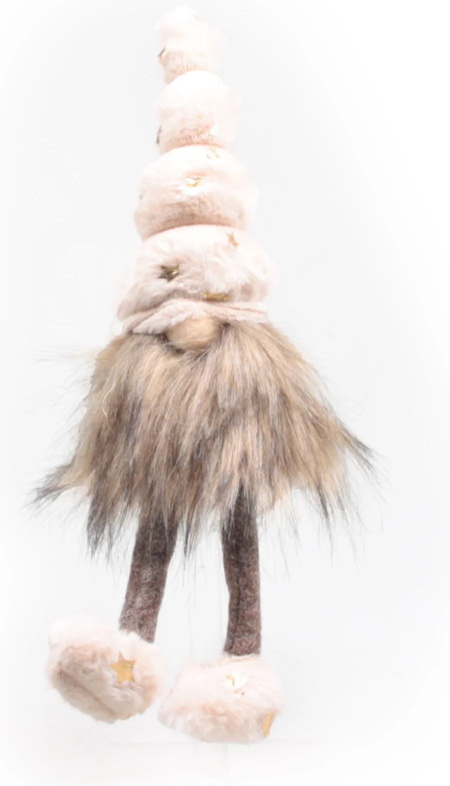 SID kerstfiguur Toby gnoom bungelbeen wit / beige 11 x 12 x 40 cm
