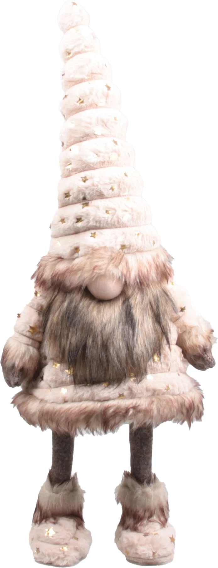 SID kerstfiguur Toby gnoom staand wit / beige 28 x 44 x 155 cm