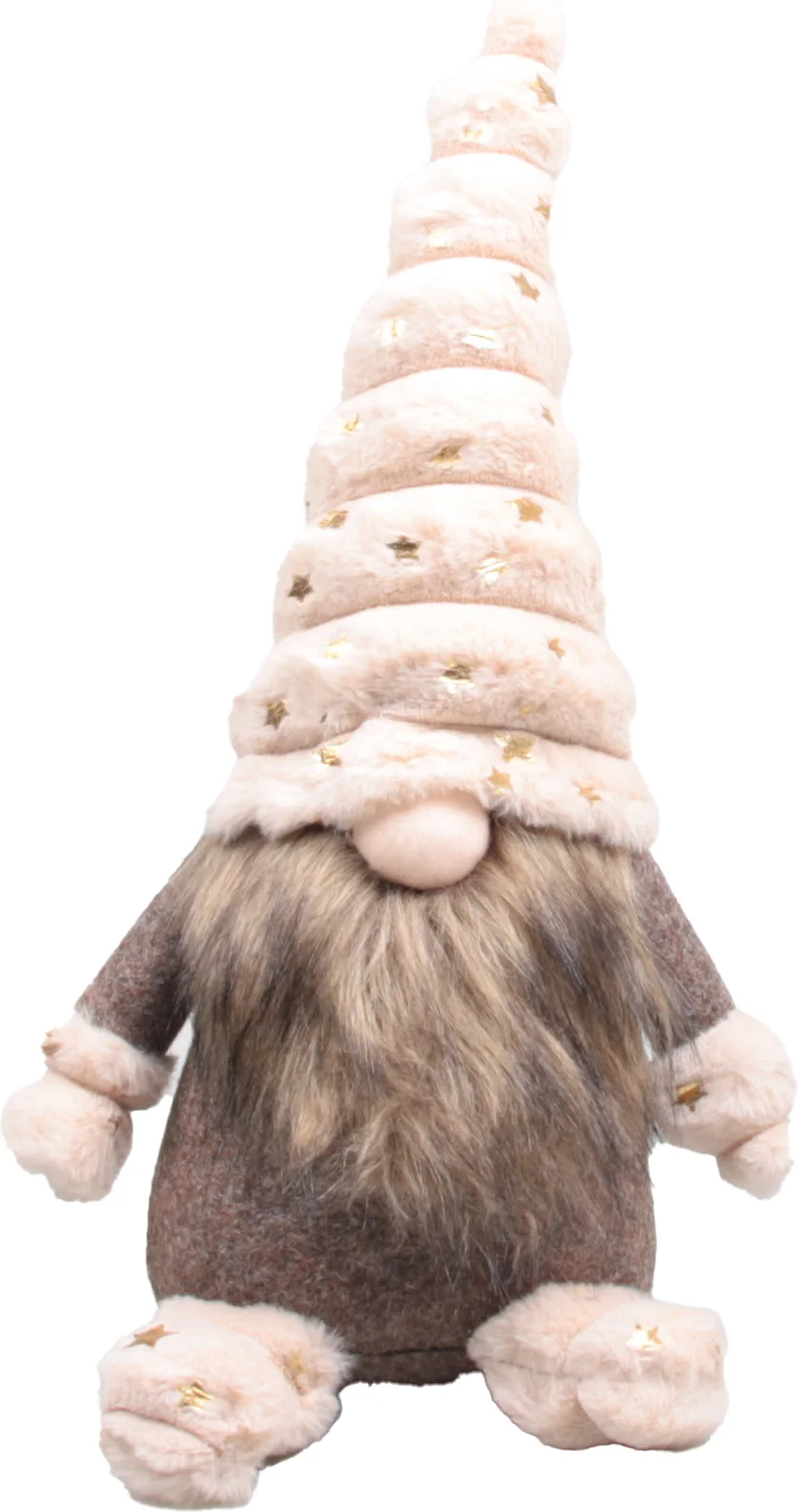 SID kerstfiguur Toby gnoom wit / beige 14 x 17 x 38 cm