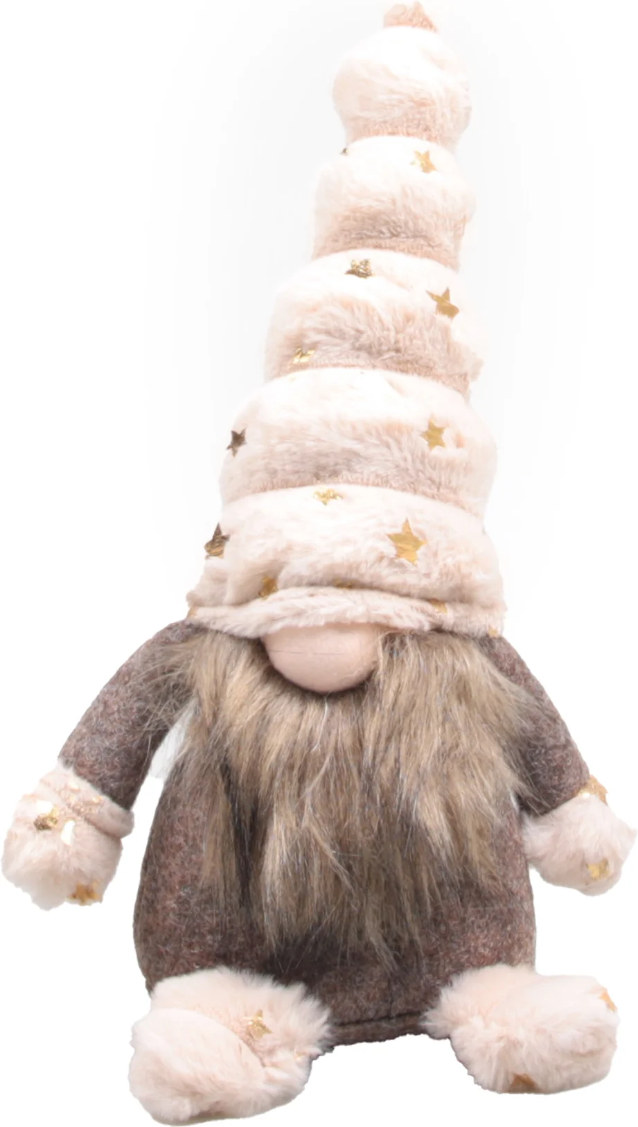SID kerstfiguur Toby gnoom wit / beige 14 x 18 x 36 cm