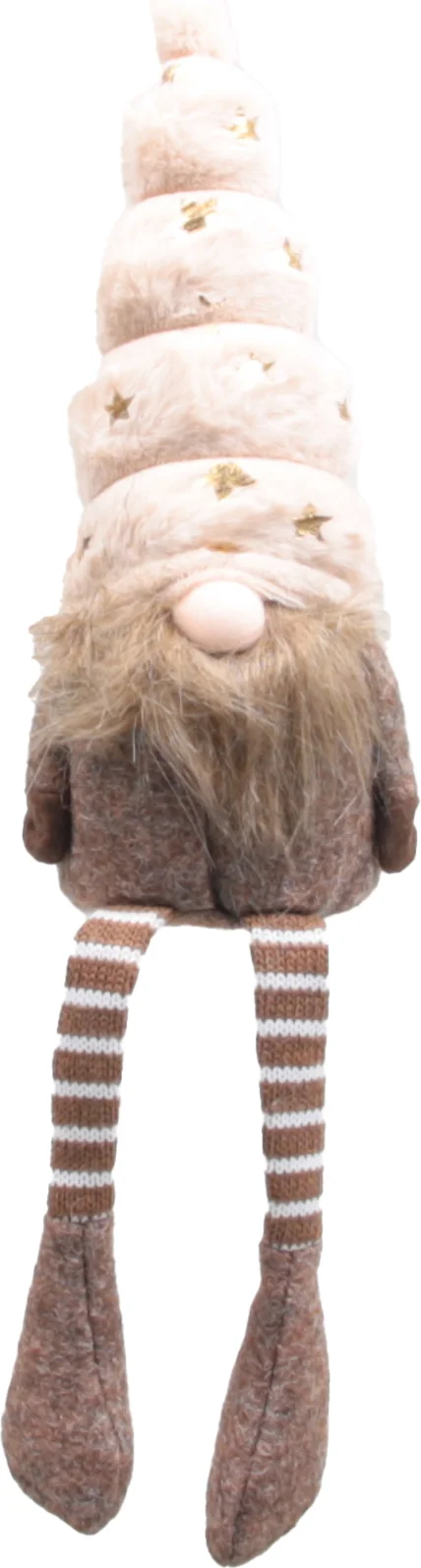 SID kerstfiguur Toby gnoom bungelbeen wit / beige 9 x 10 x 40 cm