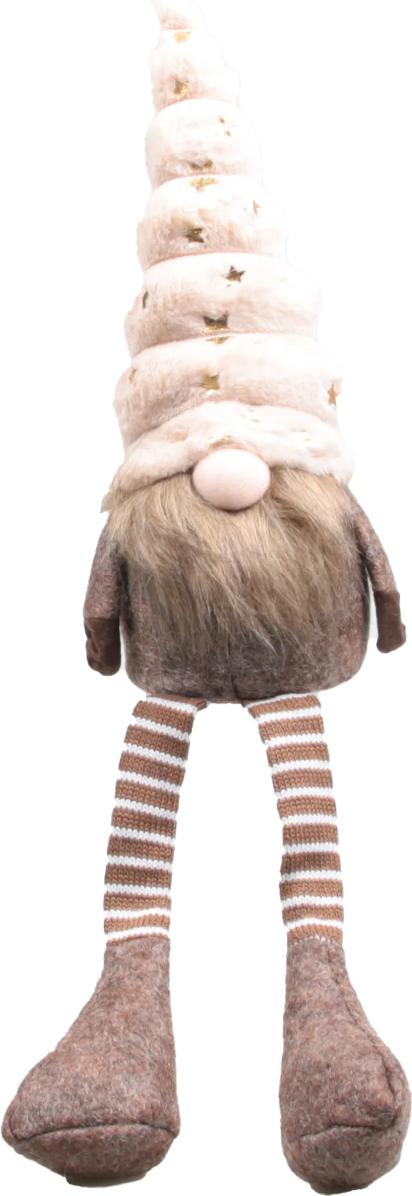 SID kerstfiguur Toby gnoom bungelbeen wit / beige 10,5 x 11,5 x 55 cm