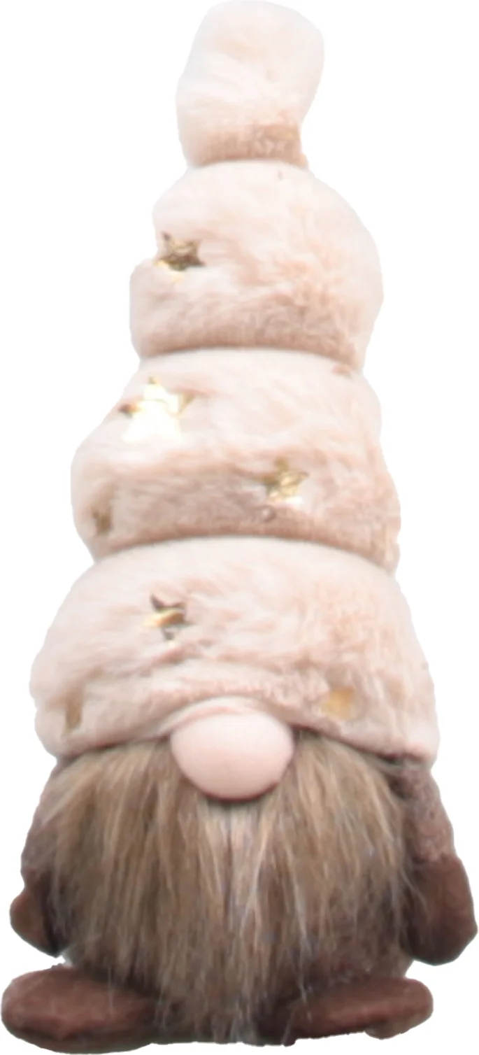 SID kerstfiguur Toby gnoom zittend wit / beige 7,5 x 8,5 x 18 cm
