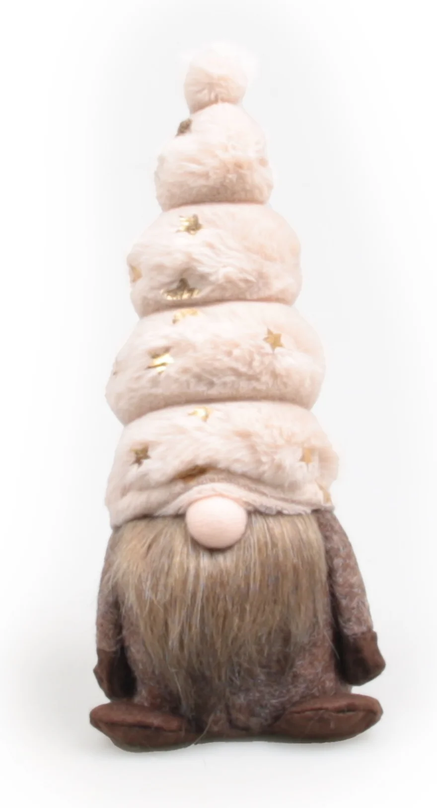 SID kerstfiguur Toby gnoom zittend wit / beige 9 x 9,5 x 22,5 cm