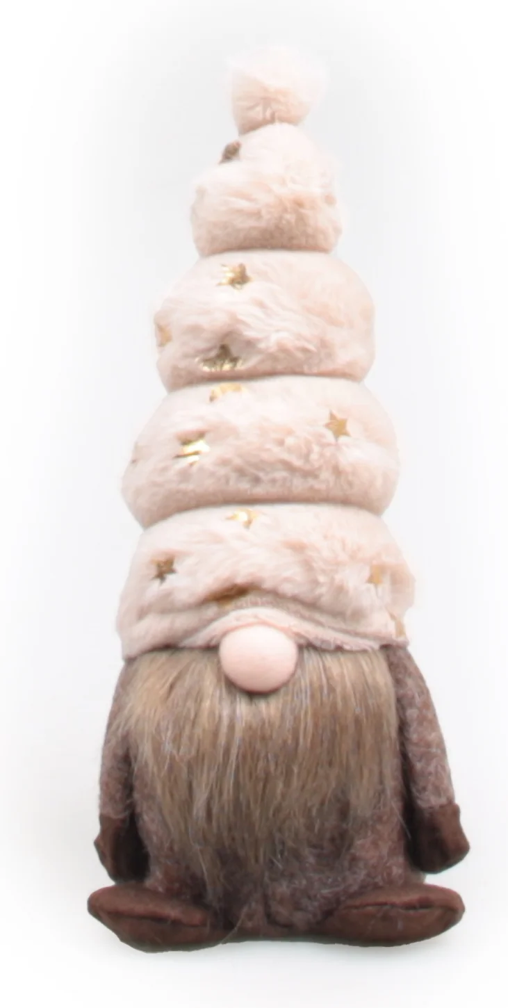 SID kerstfiguur Toby gnoom zittend wit / beige 11,5 x 12 x 28 cm