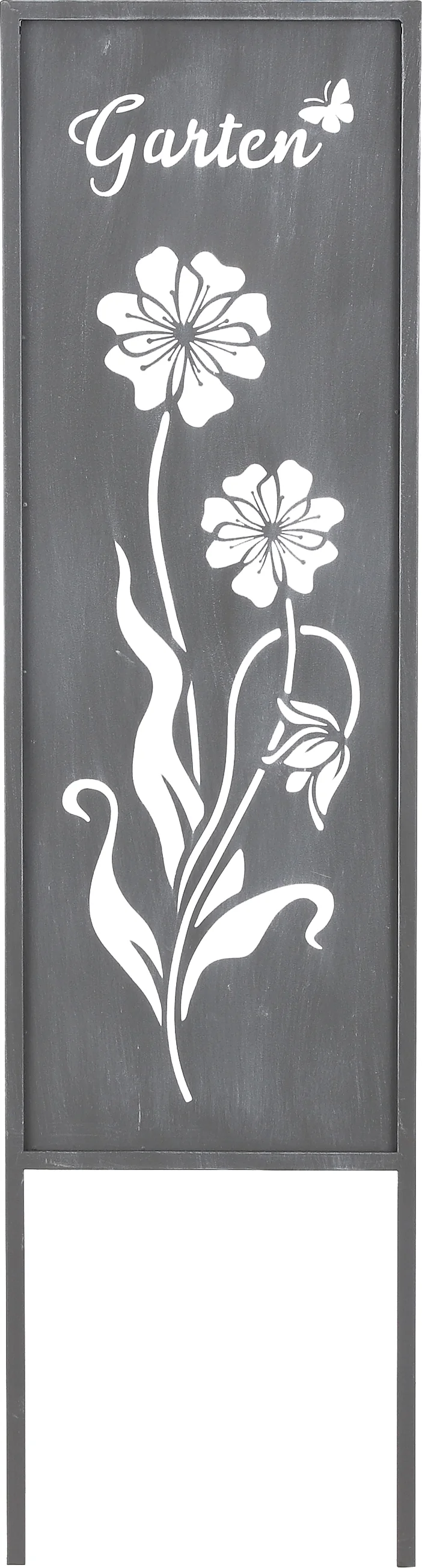 Mica Decorations tuinsteker garten bloem grijs 22 x 1 x 83,5 cm