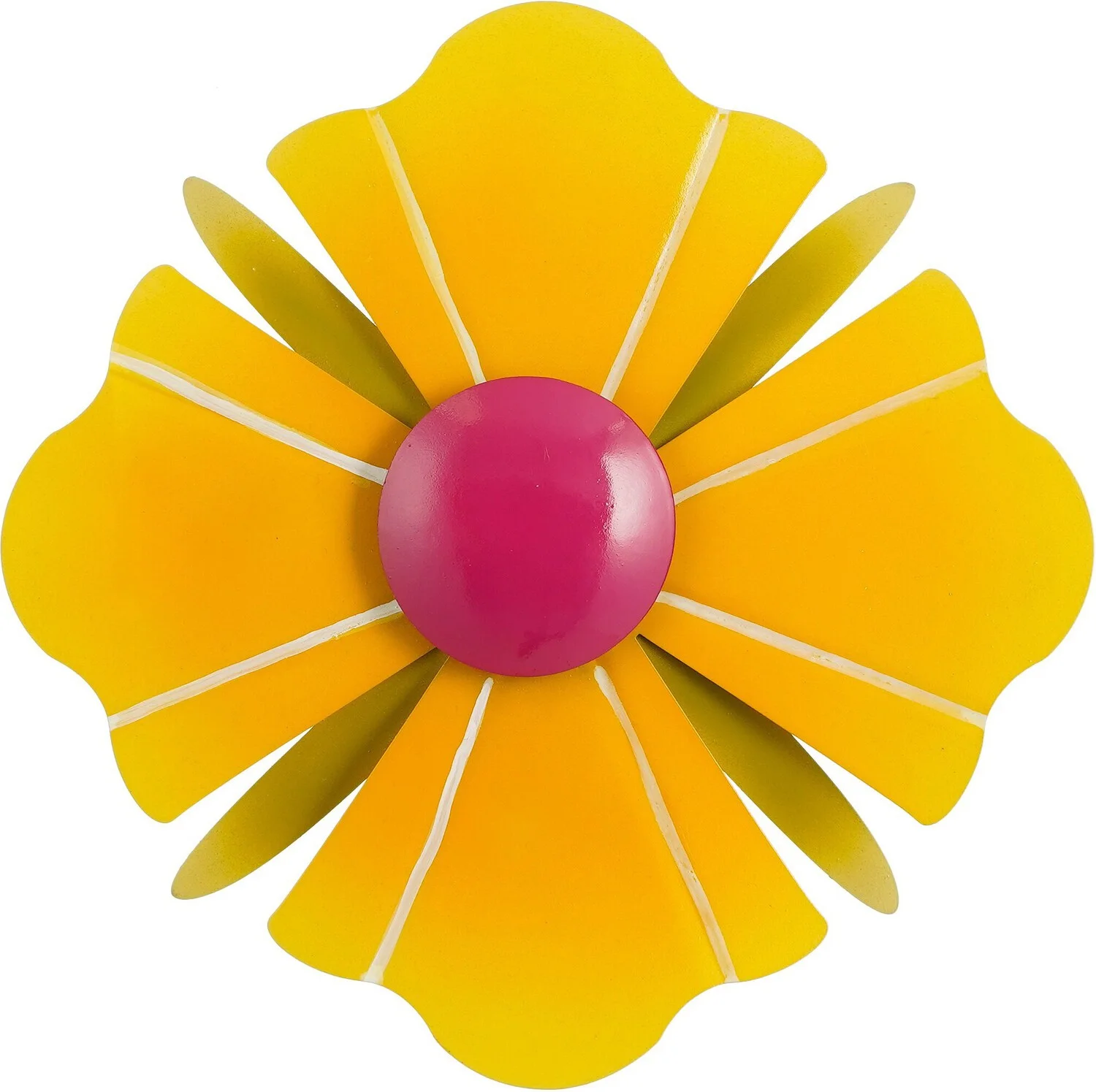 Mica Decorations tuin wanddecoratie Blosso geel D 26 H 2,5 cm