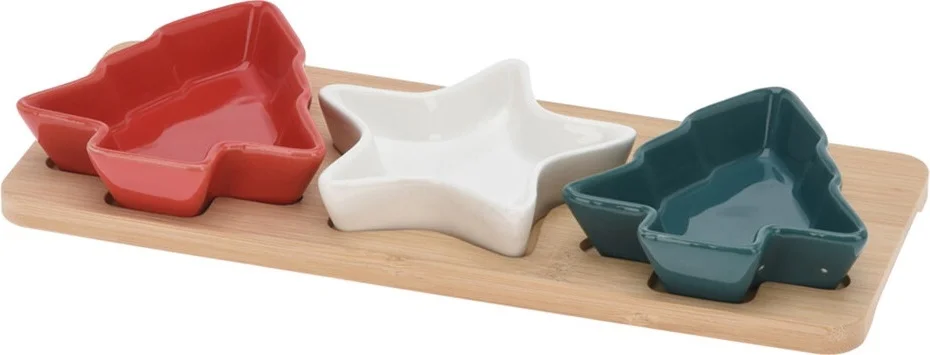 Serveerset in Kerst design meerdere kleuren 4-delig