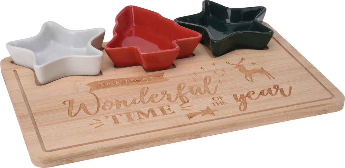 Serveerset Kerst 4 wit / rood / groen 4-delig