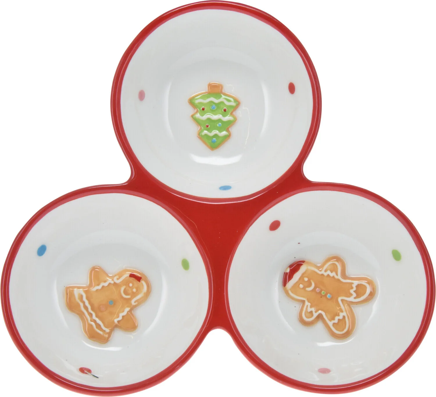 Serveerschaal Peperkoek wit 3-vaks D 19 H 4,3 cm