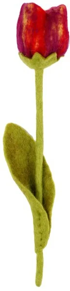 Sjaal met Verhaal paasdecoratie Pien tulp groen / paars 40 x 8 x 8 cm