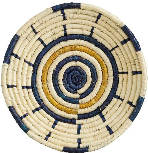 Mica Decorations tuin wanddecoratie Zostera blauw / naturel 39 x 6 x 39 cm
