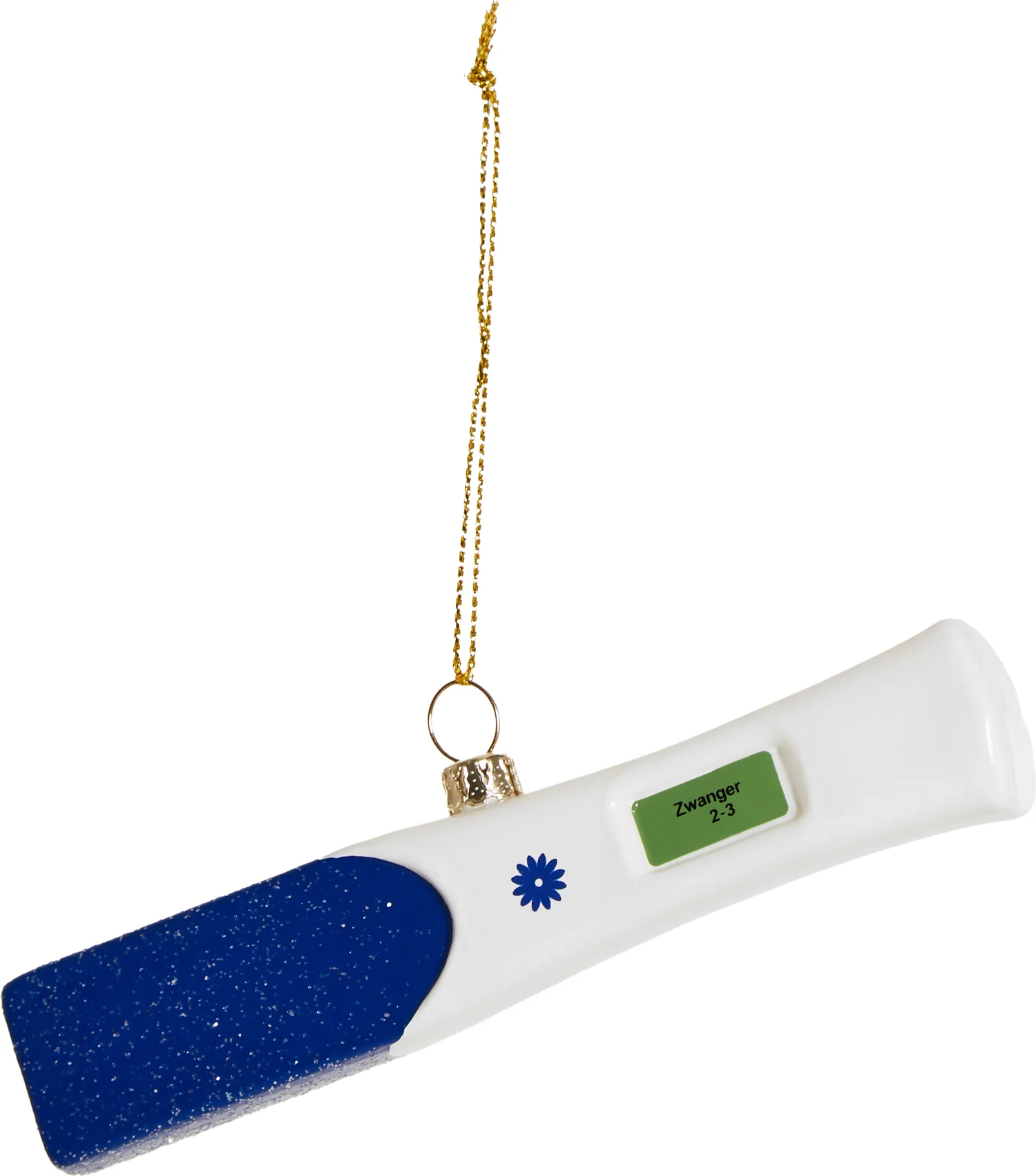 Yup in de Boom kerst ornament zwangerschapstest wit / blauw 13 x 1,5 x 1,2 cm