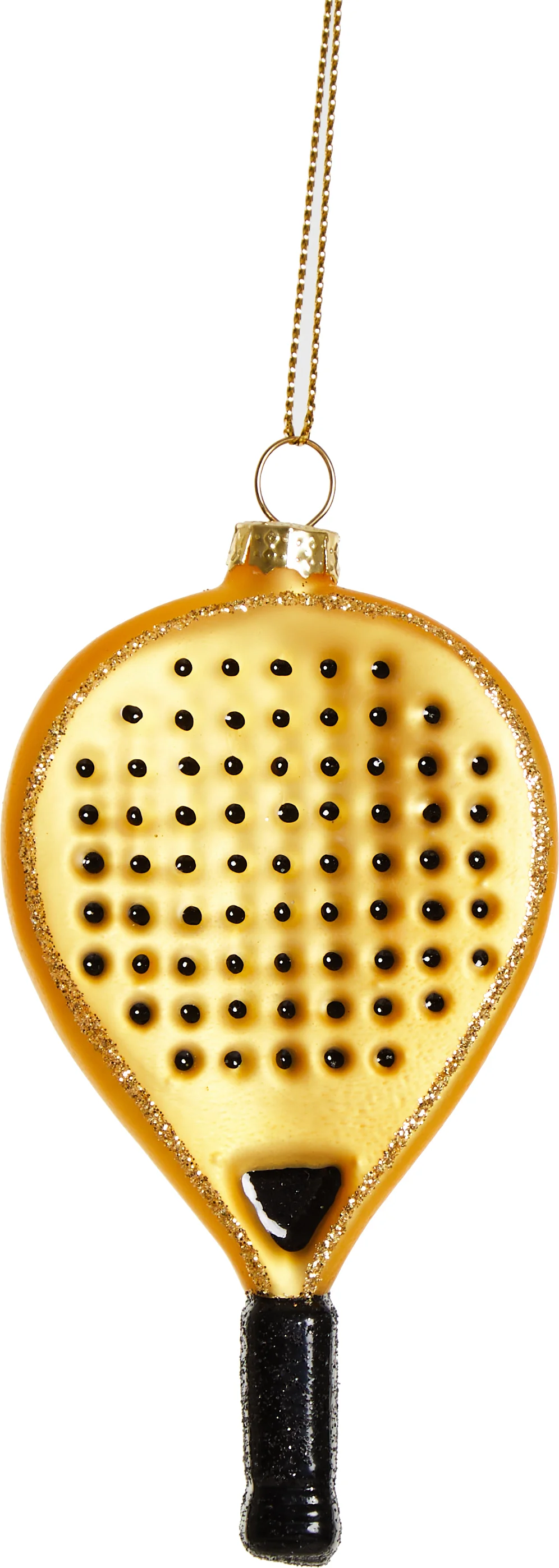 Yup in de Boom kerst ornament padelracket goud / zwart 5,5 x 1,5 x 10 cm