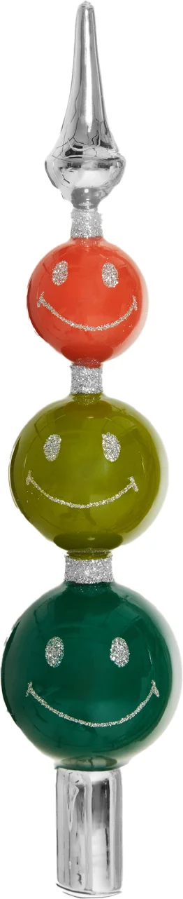 Yup in de Boom piek smileys zilver / oranje / groen D 6 H 28 cm