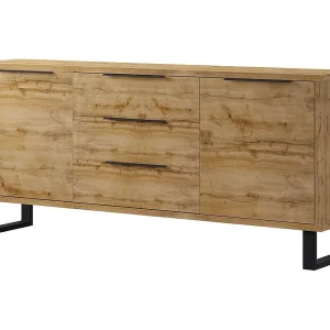 Houten en metalen Eden 2-deurs dressoir met 3 laden