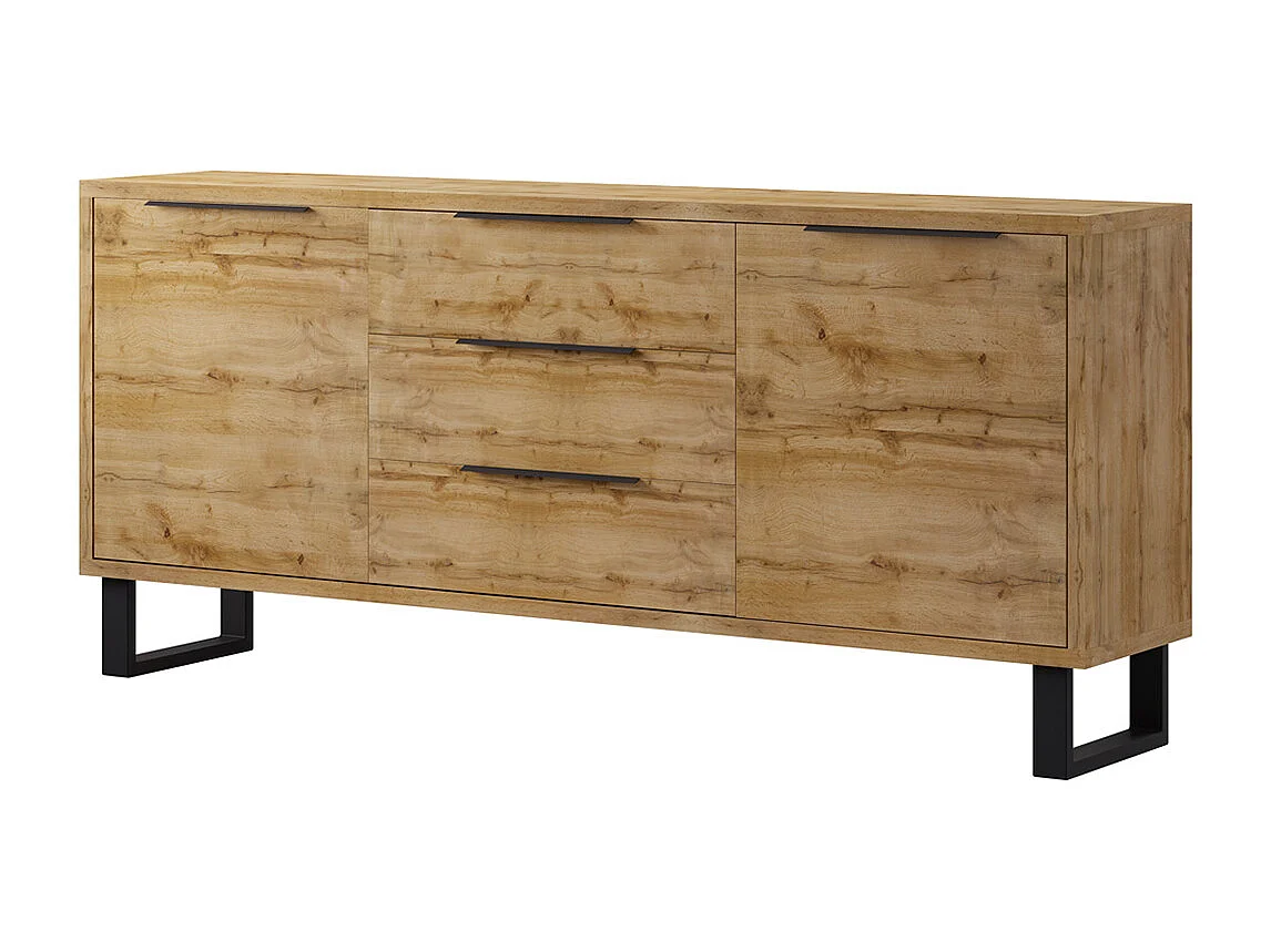 Houten en metalen Eden 2-deurs dressoir met 3 laden