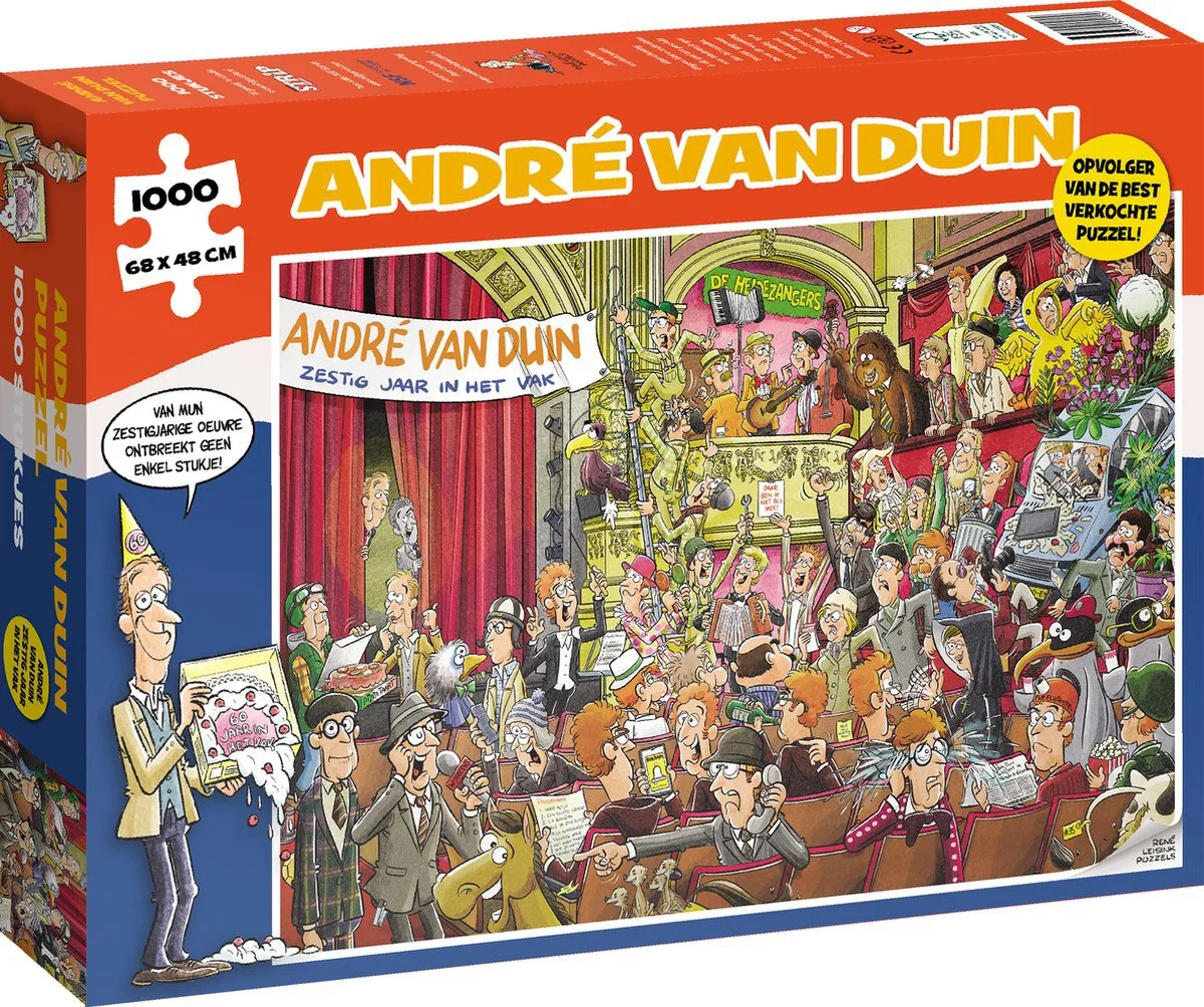 Puzzel Andre van Duin 60 jaar in het vak 68 x 49 cm 1000 stukjes