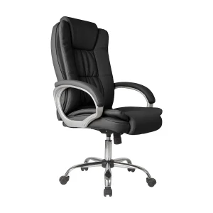 Kantoorstoel Karen verstelbaar en kantelbaar, synthetisch leer, zwart. Kantoorstoel Karen verstelbaar en kantelbaar, synthetisch leer, zwart.