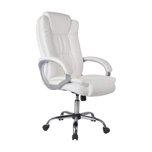Kantoorstoel Karen verstelbaar en kantelbaar, synthetisch leer, wit. Kantoorstoel Karen verstelbaar en kantelbaar, synthetisch leer, wit.